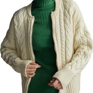 Varley Women's Grace Cable-Knit Sweater Jacket, Ivory, Size M